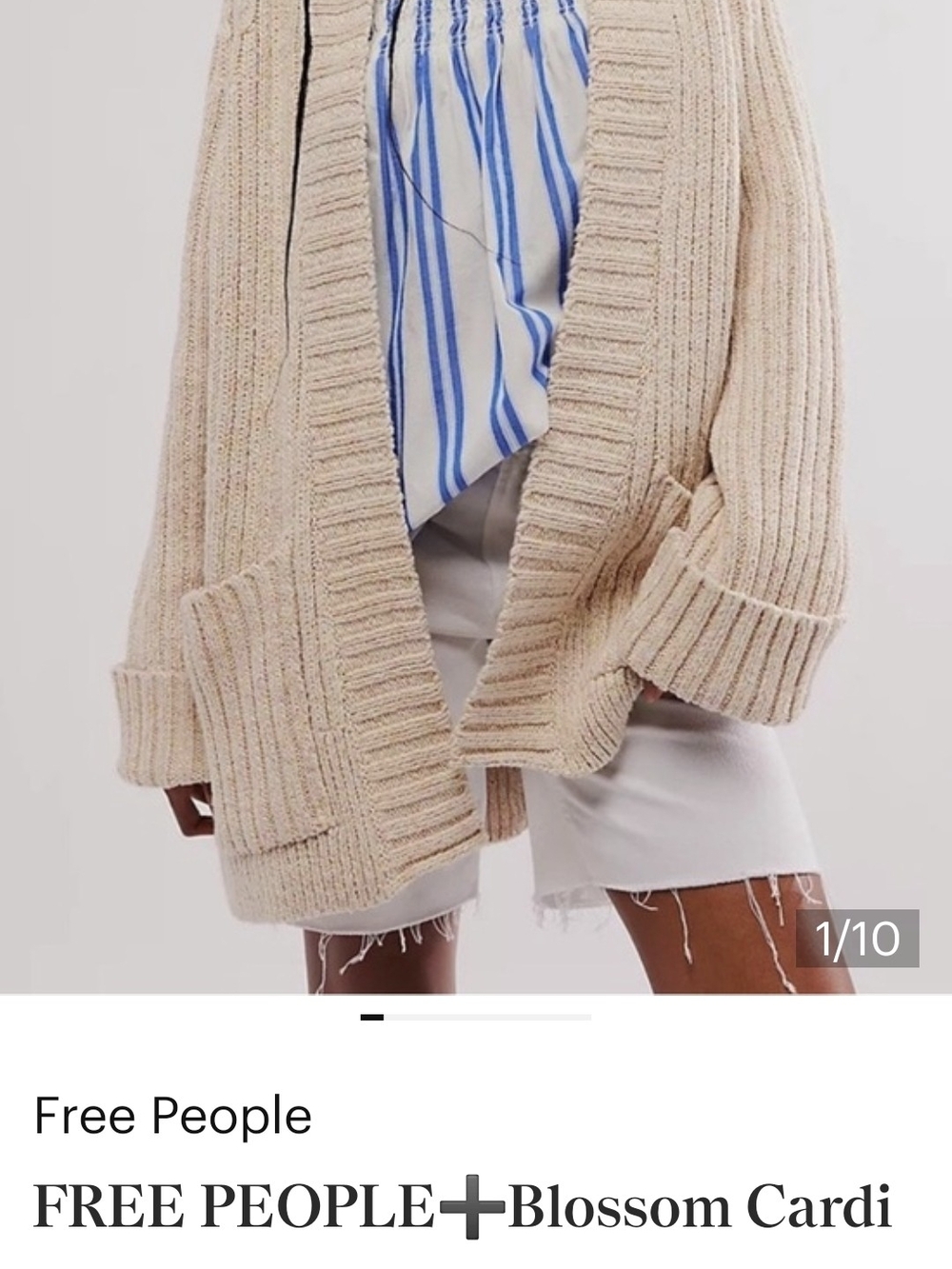 Free People Blossom Oversized Cardigan Oatmeal Cream- Size S